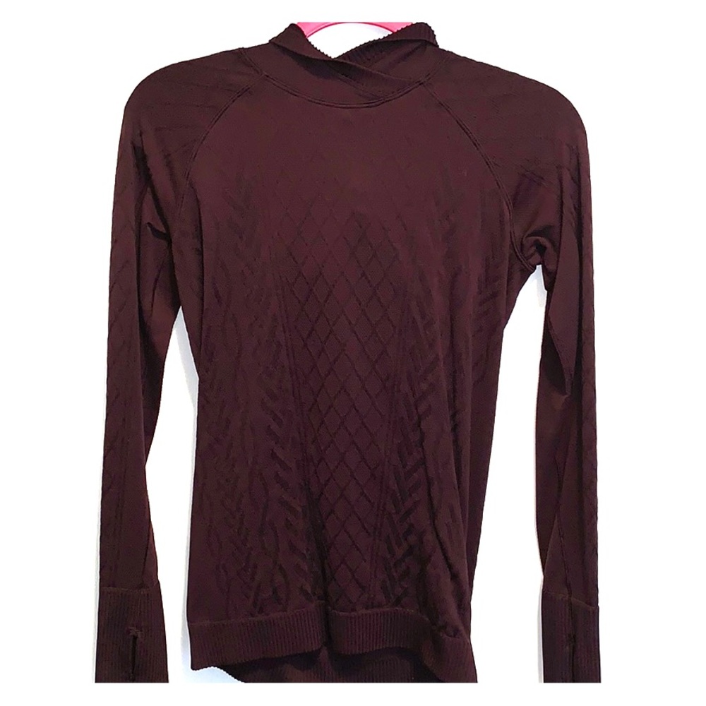 Lululemon size 8 maroon hooded long sleeve shirt